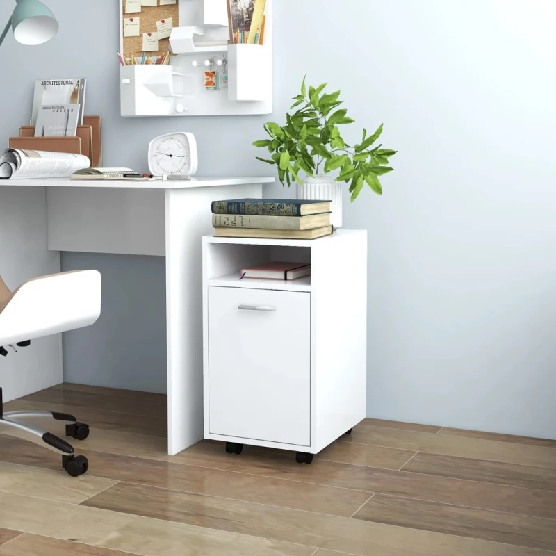vidaXL Βοηθητικό Ντουλάπι με Τροχούς Λευκό 33x38x60 εκ. Μοριοσανίδα N/A Λευκό