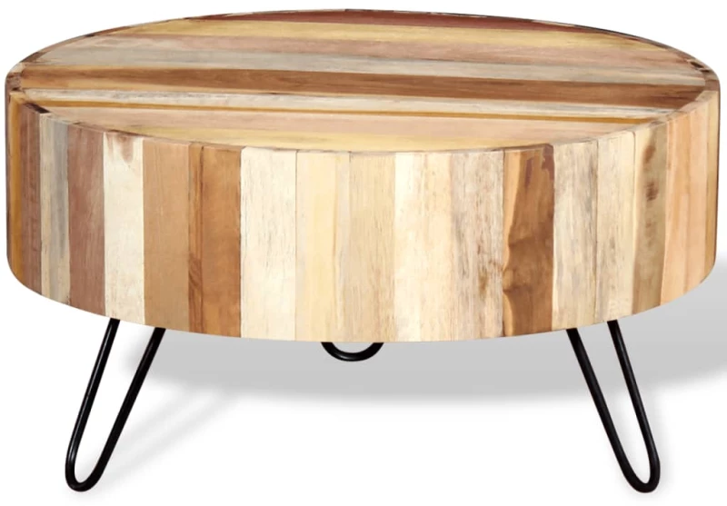 vidaXL Τραπεζάκι Σαλονιού από Μασίφ Ανακυκλωμένο Ξύλο  Μπεζ