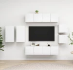vidaXL Έπιπλα Τηλεόρασης Σετ 8 Τεμαχίων Λευκό από Μοριοσανίδα 60 x 30 x 30 cm Λευκό