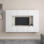 vidaXL Έπιπλα Τηλεόρασης Σετ 8 Τεμαχίων Λευκό από Μοριοσανίδα 60 x 30 x 30 cm Λευκό
