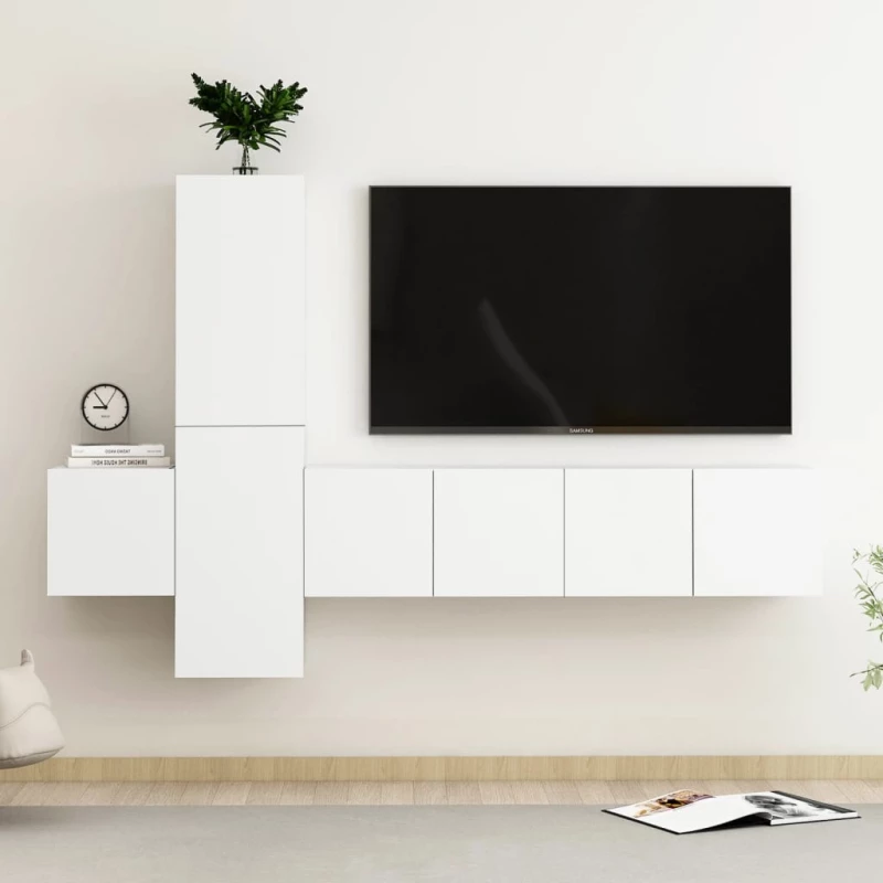 vidaXL Έπιπλα Τηλεόρασης Σετ 5 Τεμαχίων Λευκό από Μοριοσανίδα 60 x 30 x 30 cm Λευκό