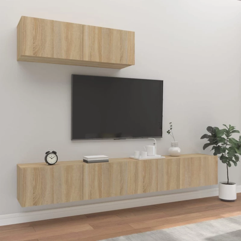 vidaXL Σετ Επίπλων Τηλεόρασης 3 Τεμαχίων Sonoma Δρυς Επεξ. Ξύλο 100 x 30 x 30 cm Καφέ