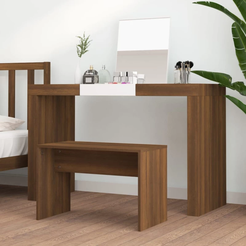 vidaXL Σκαμπό Μπουντουάρ Καφέ δρυς 70 x 35 x 45 εκ. Επεξ. Ξύλο N/A Καφέ