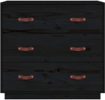 vidaXL Ντουλάπι Μαύρος 80x40x75 εκ. από Μασίφ Ξύλο Πεύκου N/A Μαύρο