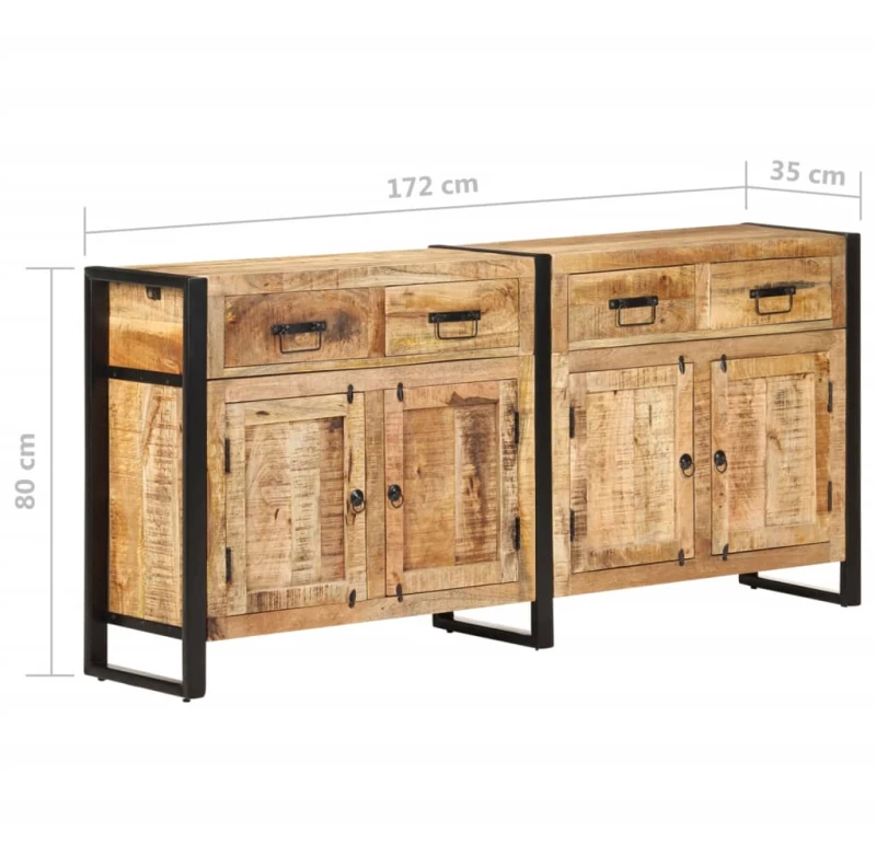 vidaXL Μπουφές 172 x 35 x 80 εκ. από Μασίφ Ξύλο Μάνγκο N/A Καφέ