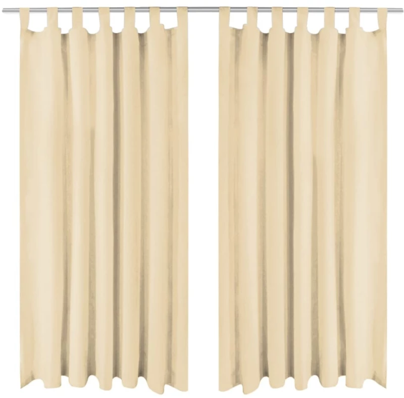vidaXL Κουρτίνες με Θηλιές 2 τεμ. Μπεζ 140 x 225 εκ. από Microsatin 225 cm Μπεζ