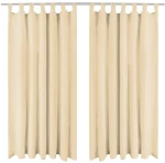 vidaXL Κουρτίνες με Θηλιές 2 τεμ. Μπεζ 140 x 225 εκ. από Microsatin 225 cm Μπεζ