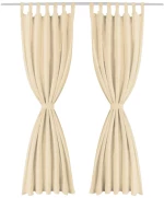 vidaXL Κουρτίνες με Θηλιές 2 τεμ. Μπεζ 140 x 225 εκ. από Microsatin 225 cm Μπεζ