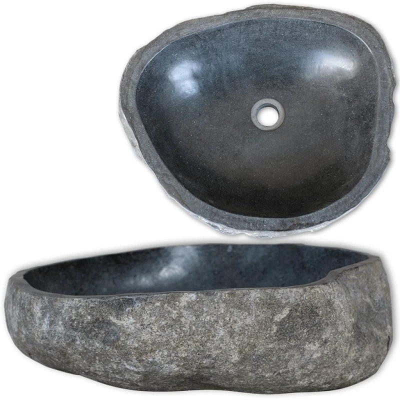 vidaXL Νιπτήρας River Stone Οβάλ 45-53 εκ. 45-53 cm Ανθρακί