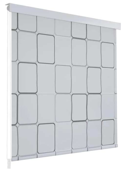 vidaXL Κουρτίνα Μπάνιου Ρολό Σχέδιο Τετράγωνα 160 x 240 εκ. 160 x 240 cm Λευκό