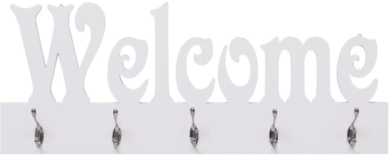 vidaXL Κρεμάστρα Τοίχου «WELCOME» Λευκή 74 x 29,5  εκ. N/A Λευκό