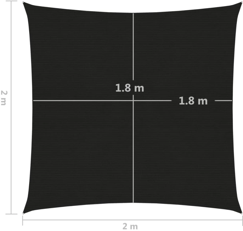 vidaXL Πανί Σκίασης Μαύρο 2 x 2 μ. από HDPE 160 γρ./μ² 2 x 2 m Μαύρο