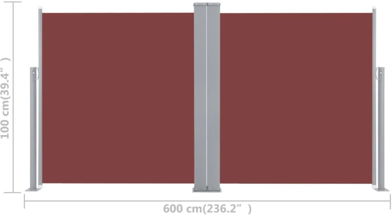 vidaXL Σκίαστρο Πλαϊνό Συρόμενο Καφέ 100 x 600 εκ. 100 x 600 cm Καφέ