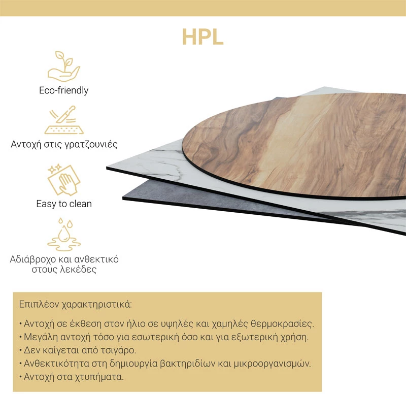 Επιφάνεια τραπεζιού PWH-0004 pakoworld HPL καρυδί 69x69εκ