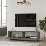 Έπιπλο τηλεόρασης Zoeva pakoworld γκρι cemento 140x35,5x38εκ
