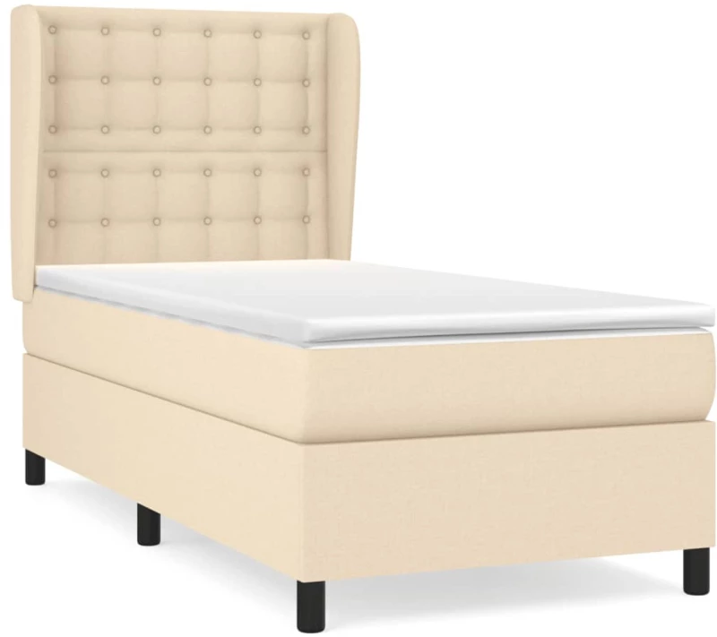 vidaXL Κρεβάτι Boxspring με Στρώμα Κρεμ 80 x 200 εκ. Υφασμάτινο 80 x 200 cm Κρεμ