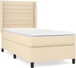 vidaXL Κρεβάτι Boxspring με Στρώμα Κρεμ 80 x 200 εκ. Υφασμάτινο 80 x 200 cm Κρεμ