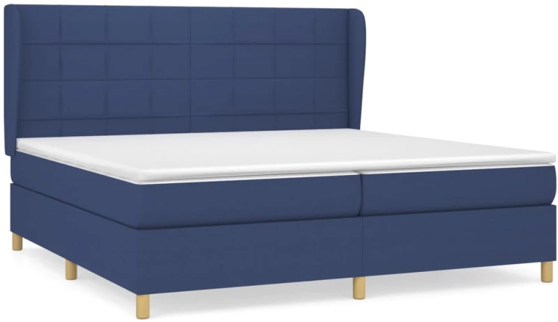 vidaXL Κρεβάτι Boxspring με Στρώμα Μπλε 200x200 εκ. Υφασμάτινο 200 x 200 cm Μπλε