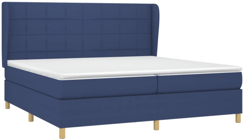vidaXL Κρεβάτι Boxspring με Στρώμα Μπλε 200x200 εκ. Υφασμάτινο 200 x 200 cm Μπλε