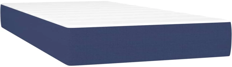 vidaXL Κρεβάτι Boxspring με Στρώμα Μπλε 200x200 εκ. Υφασμάτινο 200 x 200 cm Μπλε