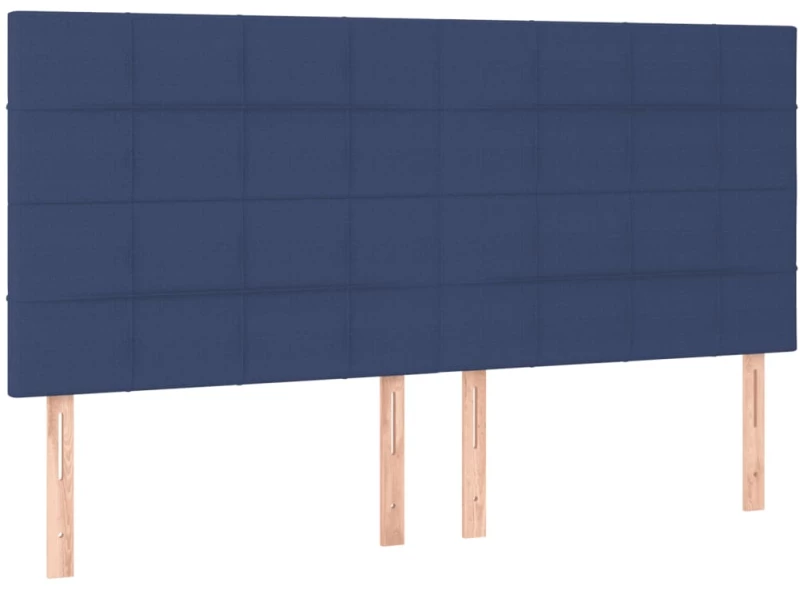vidaXL Κρεβάτι Boxspring με Στρώμα Μπλε 200x200 εκ. Υφασμάτινο 200 x 200 cm Μπλε