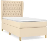 vidaXL Κρεβάτι Boxspring με Στρώμα Κρεμ 90x200 εκ.Υφασμάτινο 90 x 200 cm Κρεμ
