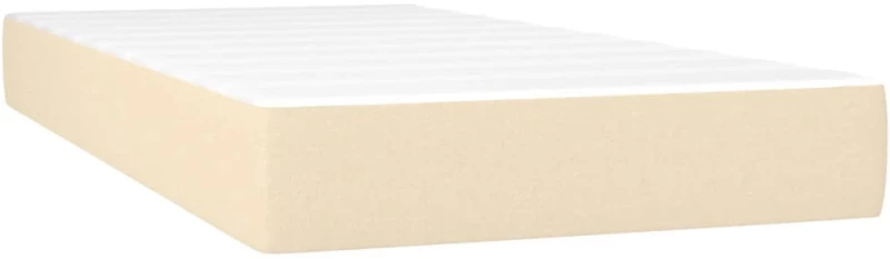 vidaXL Κρεβάτι Boxspring με Στρώμα Κρεμ 90x200 εκ.Υφασμάτινο 90 x 200 cm Κρεμ