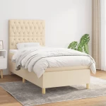 vidaXL Κρεβάτι Boxspring με Στρώμα Κρεμ 90x200 εκ.Υφασμάτινο 90 x 200 cm Κρεμ