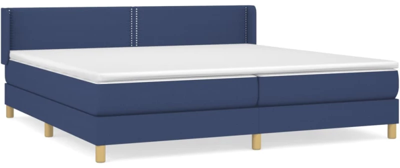 vidaXL Κρεβάτι Boxspring με Στρώμα Μπλε 200x200 εκ. Υφασμάτινο 200 x 200 cm Μπλε