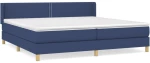 vidaXL Κρεβάτι Boxspring με Στρώμα Μπλε 200x200 εκ. Υφασμάτινο 200 x 200 cm Μπλε