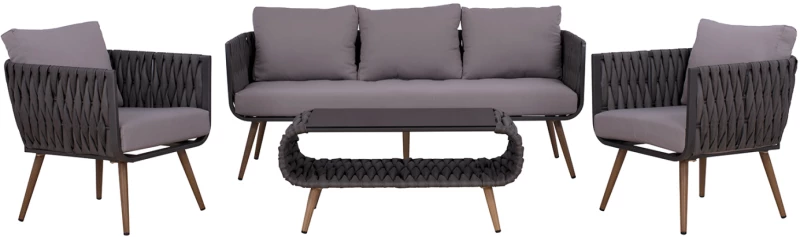 ΣΕΤ ΣΑΛΟΝΙ 4ΤΜΧ ΑΛΟΥΜΙΝΙΟΥ ΜΕ WICKER ΓΚΡΙ HM5282.11 (Η τιμή αφορά το 1 τεμάχιο)