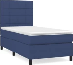 vidaXL Κρεβάτι Boxspring με Στρώμα Μπλε 90x200 εκ.Υφασμάτινο 90 x 200 cm Μπλε