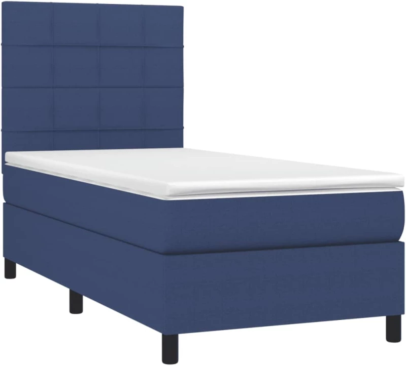 vidaXL Κρεβάτι Boxspring με Στρώμα Μπλε 90x200 εκ.Υφασμάτινο 90 x 200 cm Μπλε