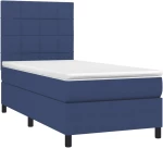 vidaXL Κρεβάτι Boxspring με Στρώμα Μπλε 90x200 εκ.Υφασμάτινο 90 x 200 cm Μπλε