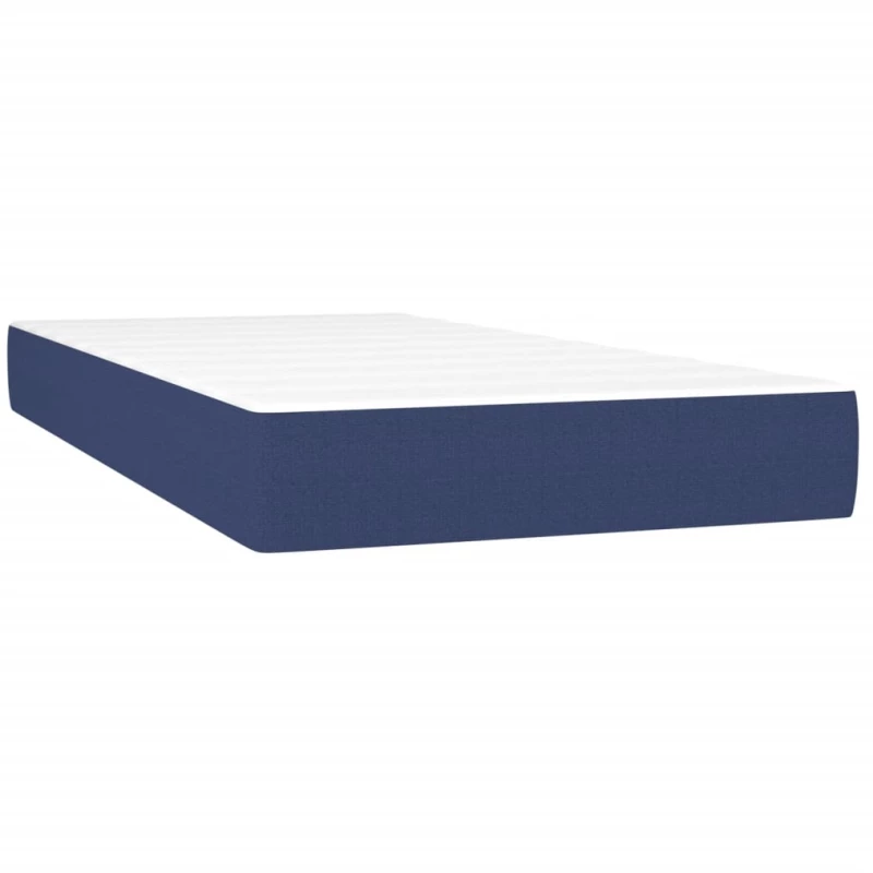 vidaXL Κρεβάτι Boxspring με Στρώμα Μπλε 90x200 εκ.Υφασμάτινο 90 x 200 cm Μπλε