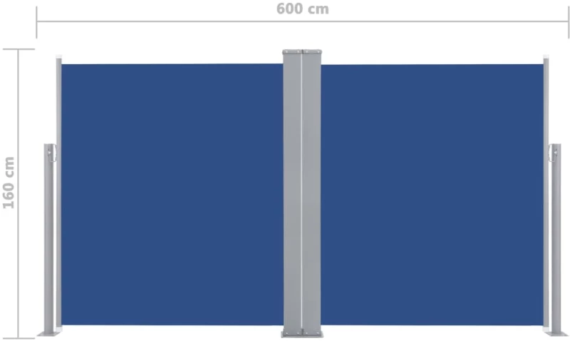 vidaXL Σκίαστρο Πλαϊνό Συρόμενο Μπλε 160 x 600 εκ. 160 x 600 cm Μπλε