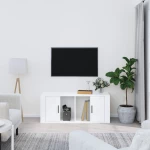 vidaXL Έπιπλο Τηλεόρασης Γυαλ. Λευκό 100x35x40 εκ. Επεξεργασμένο Ξύλο N/A Λευκό