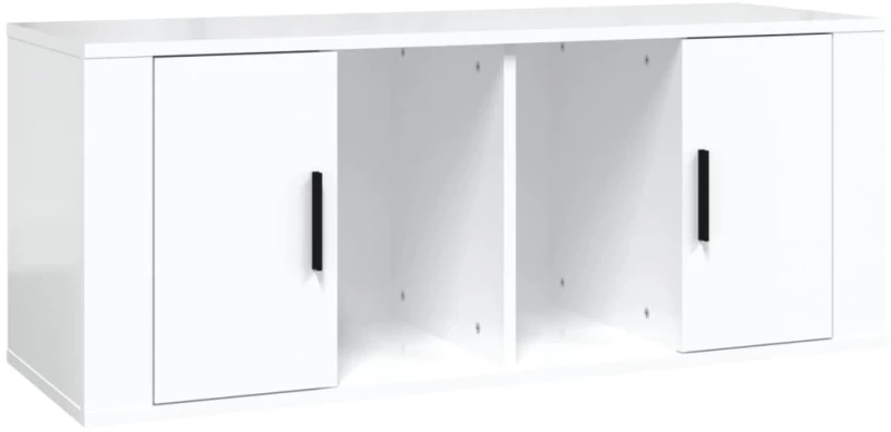 vidaXL Έπιπλο Τηλεόρασης Γυαλ. Λευκό 100x35x40 εκ. Επεξεργασμένο Ξύλο N/A Λευκό
