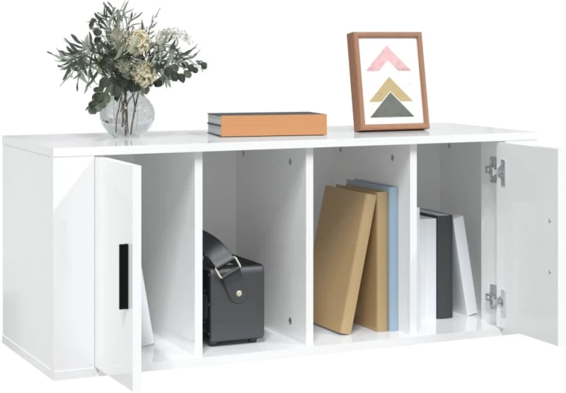 vidaXL Έπιπλο Τηλεόρασης Γυαλ. Λευκό 100x35x40 εκ. Επεξεργασμένο Ξύλο N/A Λευκό