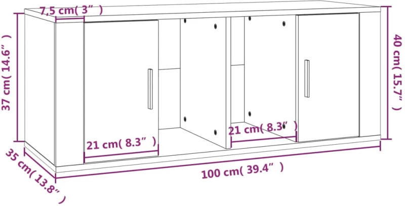 vidaXL Έπιπλο Τηλεόρασης Γυαλ. Λευκό 100x35x40 εκ. Επεξεργασμένο Ξύλο N/A Λευκό