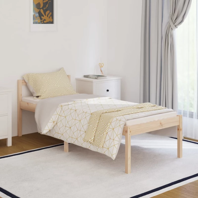 vidaXL Πλαίσιο Κρεβατιού 75x190 εκ. από Μασίφ Ξύλο 2FT6 Small Single 2FT6 Small Single Καφέ