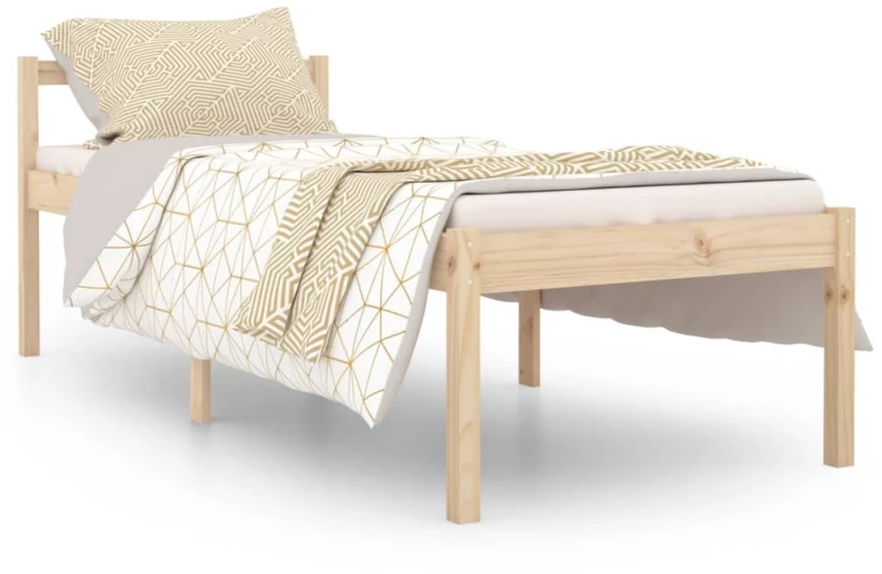 vidaXL Πλαίσιο Κρεβατιού 75x190 εκ. από Μασίφ Ξύλο 2FT6 Small Single 2FT6 Small Single Καφέ