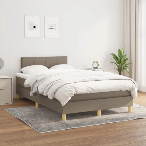 vidaXL Κρεβάτι Boxspring με Στρώμα Taupe 120x200 εκ. Υφασμάτινο 120 x 200 cm μπεζ-γκρι