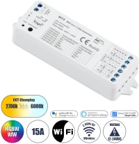 GloboStar® 73010 Ασύρματος WiFi LED RGBW+WW+CCT Controller IOS/Android 5in1 2.4Ghz DC 12-24V Max 180W