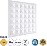 GloboStar® ZEUS 60970 Χωνευτό LED Panel 60x60cm 48W 6960lm 120° CRI≥86Ra UGR