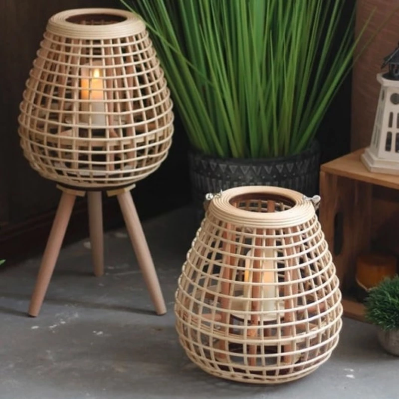 Μικρό Επιδαπέδιο Διακοσμητικό Boho Φαναράκι Bamboo 5872-FIJI