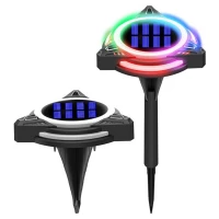 Αδιάβροχο LED RGB Ηλιακό Φωτιστικό Εξωτερικού Χώρου Δαπέδου με Ρυθμιζόμενο Πάσσαλο A18-5