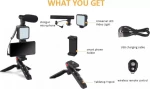 Vlogging Kit 01LM με Τρίποδο, Βάση Κινητού, Φωτισμό Led και Μικρόφωνο
