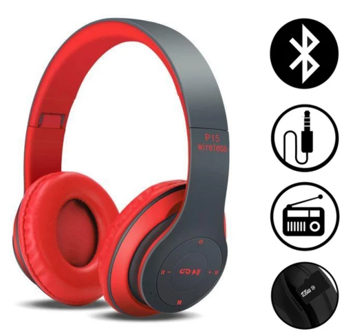 Ασύρματα & Ενσύρματα On-Ear Αναδιπλούμενα Ακουστικά Bluetooth, Aux, Handsfree - Wireless Headphones - Κόκκινο