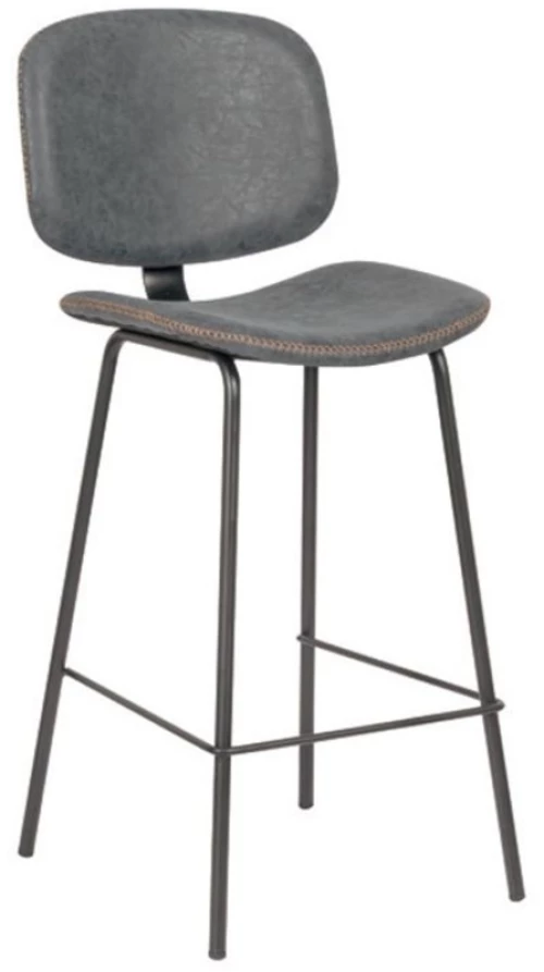 31183 BARLEY ΣΚΑΜΠΟ ΒAR ΜΕ ΠΛΑΤΗ, ΜΕΤΑΛΛΟ ΒΑΦΗ ΜΑΥΡΟ, PU ΑΠΟΧΡΩΣΗ VINTAGE GREY 43x49x70/102cm (ΣΕΤ 2 ΤΕΜΑΧΙΩΝ)